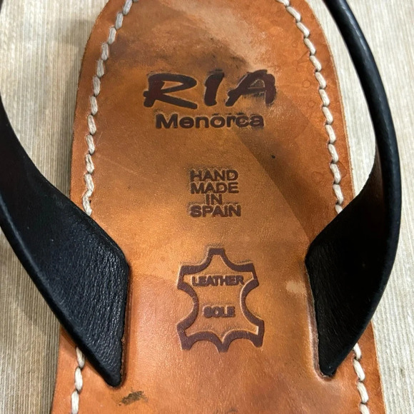 RIA Sz 40 Handmade Leather Avarca Style Made in Spain Slip On Peep Toe Sandals - Picture 4 of 10
